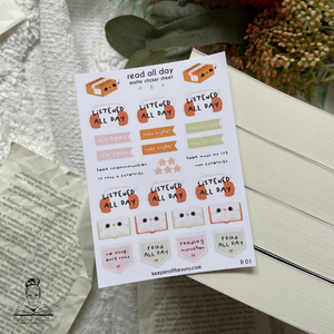 Read All Day Sticker Sheet | Small Planner Stickers by Keeper of the Suns