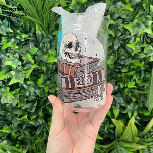 Skull & Book Stack | Glass Tumbler